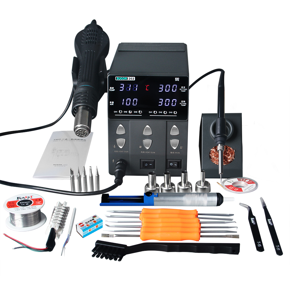 SUGON-202 760 Вт 2 в 1 паяльна – обзор и цена Smd Rework Station Hot Air Soldering 2 In 1